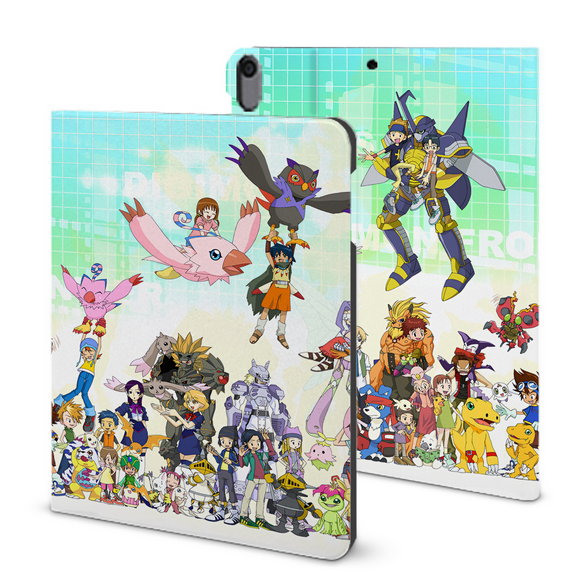 （画像用） Digimon デジタルモンスター/デジモン IPad ケース ブック型 PUレザー TPU 耐衝撃 軽量 薄型 ペン収納なし 全面保護 IPad 各モデル対応